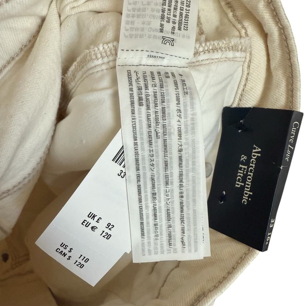NWT Abercrombie & Fitch Cream The Baggy Midrise | 16s - Picture 4 of 6